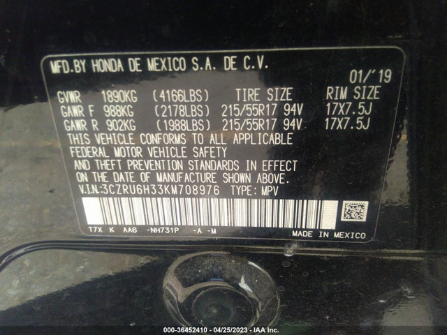 Honda HR-V LX 2019 3CZRU6H33KM708976 Image 9