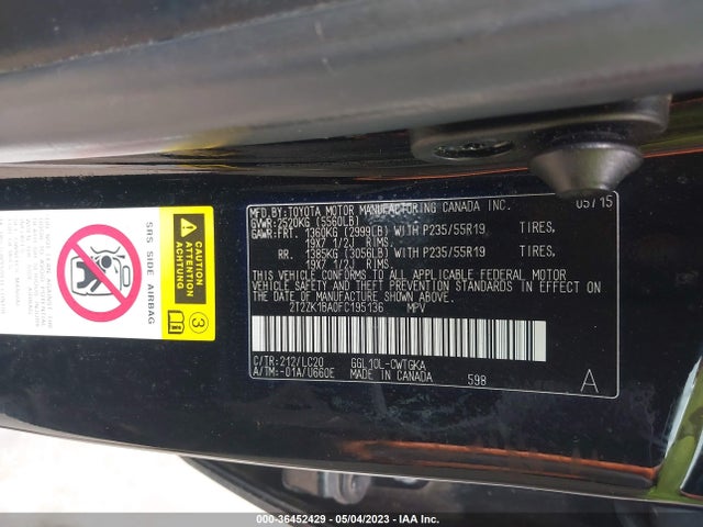 2015 Lexus RX, VIN: 2T2ZK1BA0FC195136