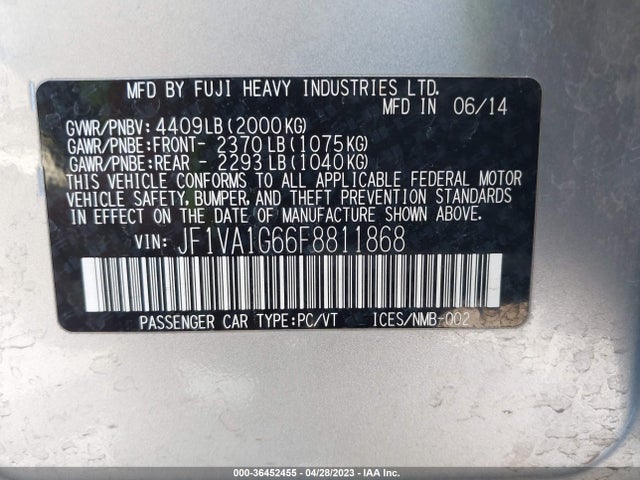 JF1VA1G66F8811868 Subaru Wrx Limited