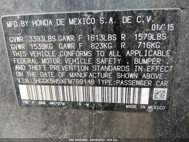 Honda FIT LX 2015 3HGGK5H5XFM769148 Image 9