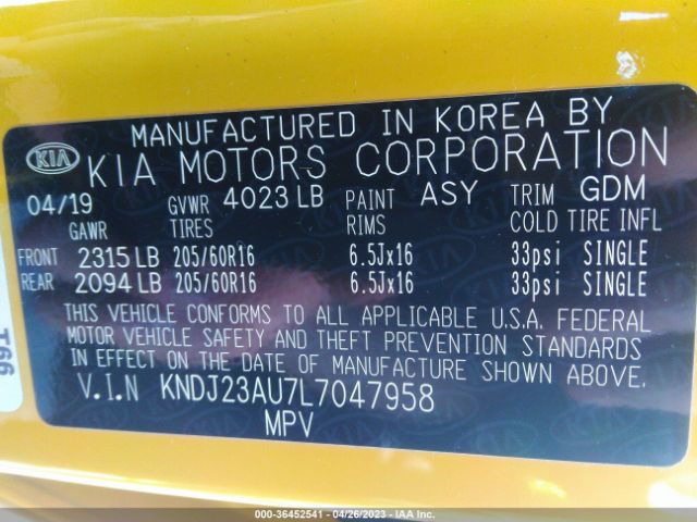 KNDJ23AU7L7047958 KIA SOUL S