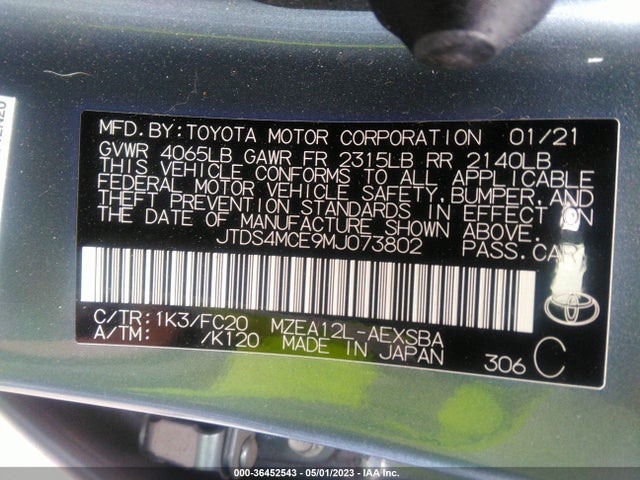 Toyota COROLLA SE 2021 JTDS4MCE9MJ073802 Image 9