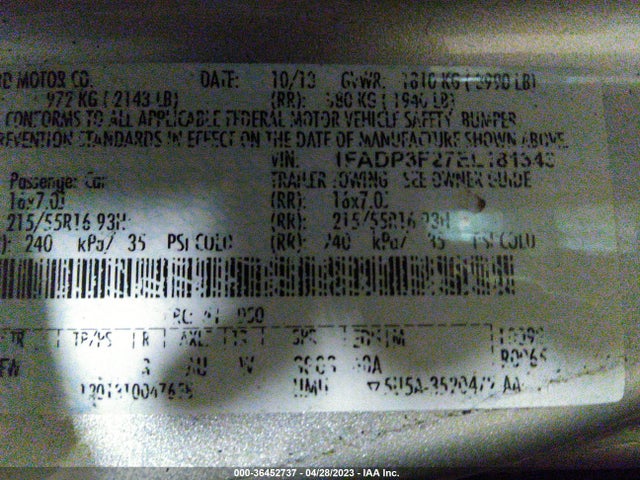 Ford FOCUS SE 2014 1FADP3F27EL181343 Image 9