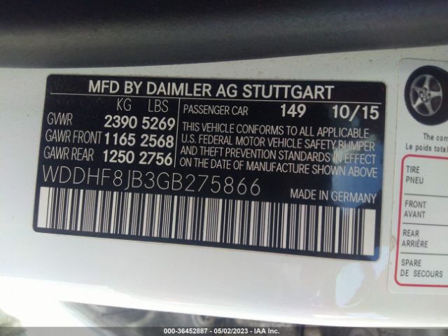 WDDHF8JB3GB275866 Mercedes-Benz E-class E 350