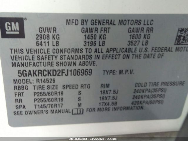 5GAKRCKD2FJ106969 Buick Enclave Premium