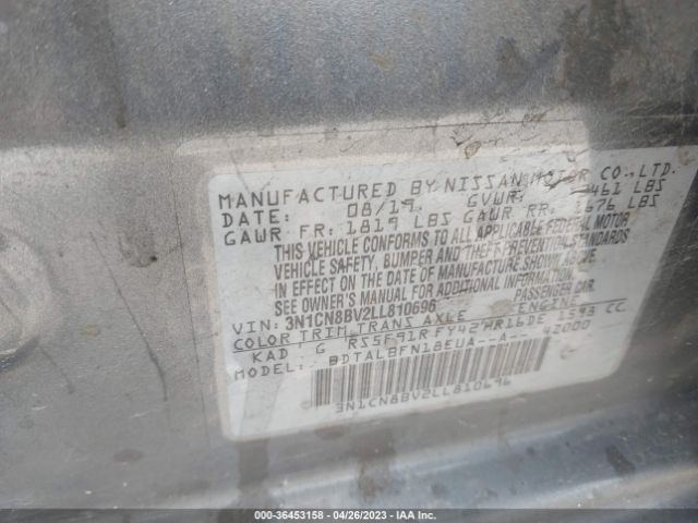 3N1CN8BV2LL810696 Nissan VERSA S