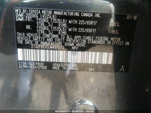 Toyota RAV4 LE 2018 2T3ZFREV3JW491773 Image 10