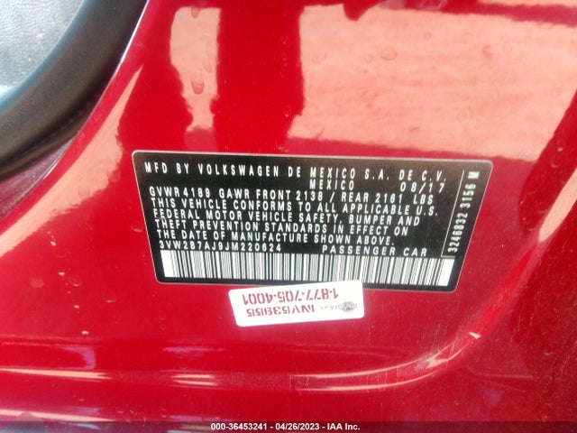 3VW2B7AJ9JM220624 Volkswagen Jetta 1.4t S
