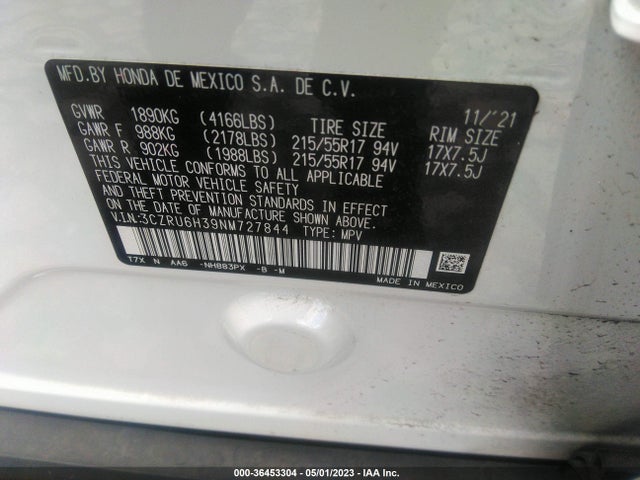 Honda HR-V LX 2022 3CZRU6H39NM727844 Image 10