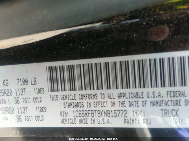 1C6SRFBT9KN815772 RAM 1500 Big Horn/lone Star