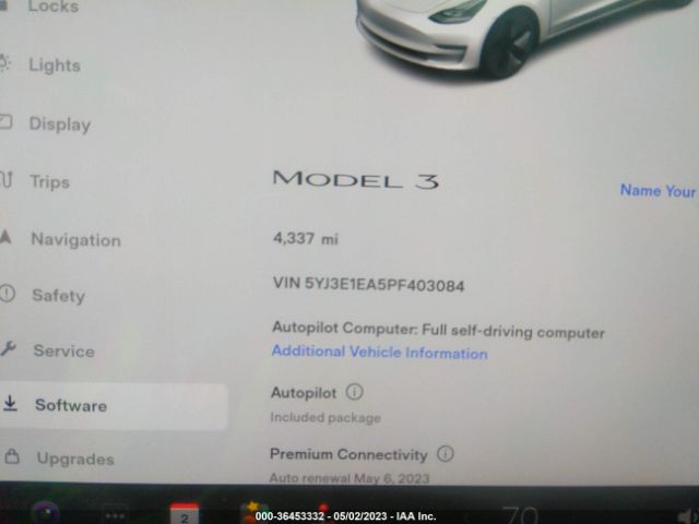5YJ3E1EA5PF403084 Tesla MODEL 3
