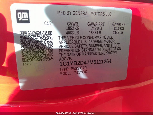 Chevrolet Corvette 2lt 2021 1G1YB2D47M5111264 Image 9