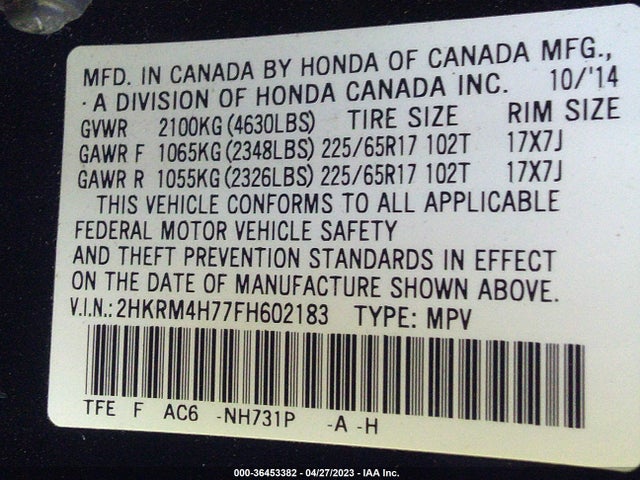 Honda Cr-v Ex-l 2015 2HKRM4H77FH602183 Image 9