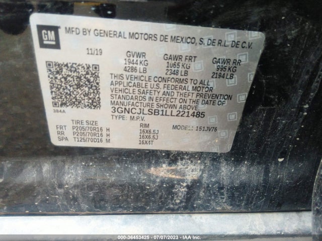Chevrolet Trax Lt 2020 3GNCJLSB1LL221485 Image 9