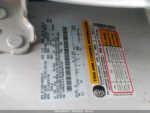1FMJU1JT5NEA67318 Ford Expedition Xlt