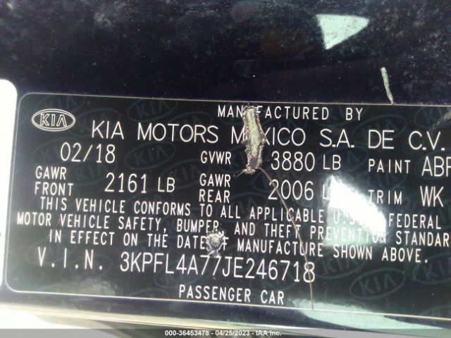 3KPFL4A77JE246718 KIA FORTE S
