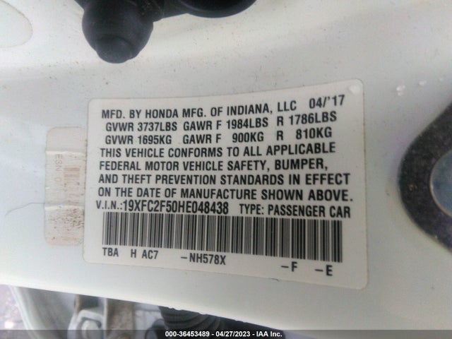 Honda Civic Sedan Lx 2017 19XFC2F50HE048438 Image 9