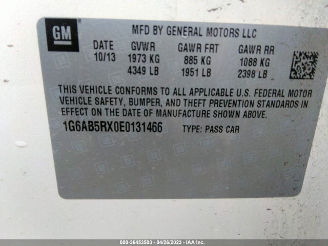 1G6AB5RX0E0131466 Cadillac Ats Luxury Rwd