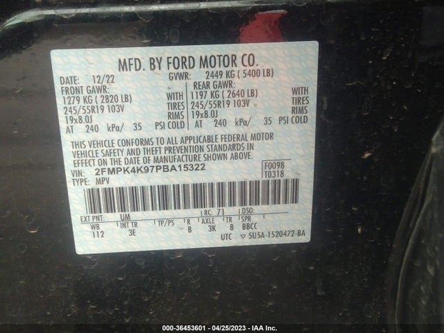 2023 Ford Edge, VIN: 2FMPK4K97PBA15322