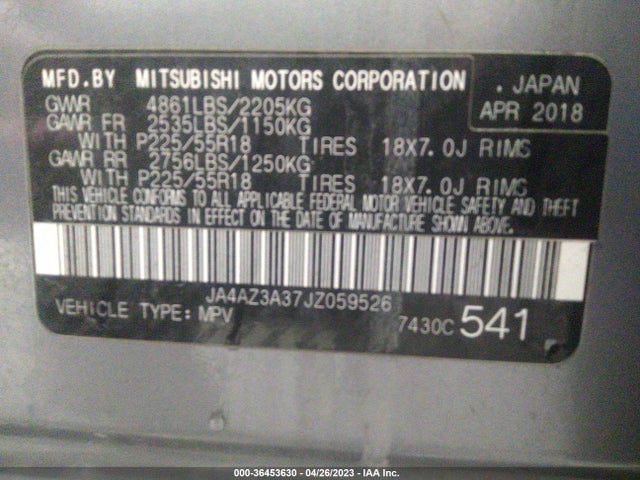 JA4AZ3A37JZ059526 Mitsubishi Outlander Es/se/sel/le