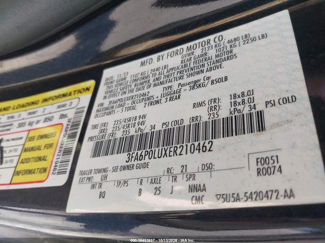 Продаж на аукціоні авто 2014 Ford Fusion Hybrid Se, vin: 3FA6P0LUXER210462, номер лоту: 36453657