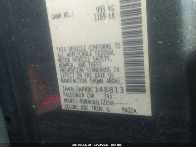 2011 NISSAN ALTIMA 2.5 S VIN: 1N4AL2AP8BC148813
