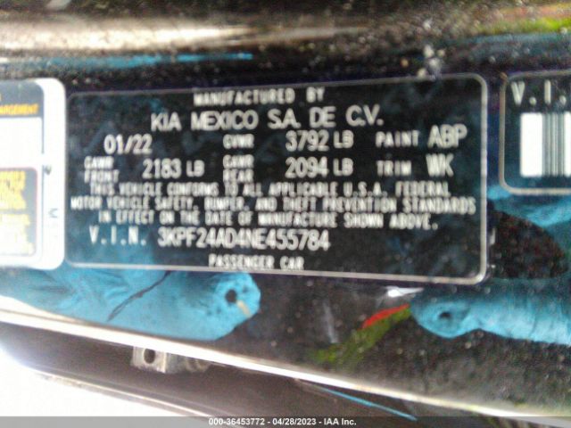 3KPF24AD4NE455784 KIA Forte Lxs