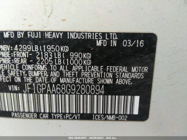 JF1GPAA68G9280894 Subaru Impreza Wagon 2.0i