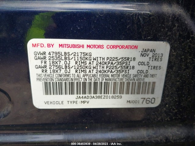 JA4AD3A38EZ018259 Mitsubishi Outlander Se