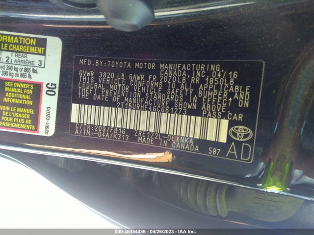 Toyota Corolla L/le/s/s Plus/le Plus 2016 2T1BURHE4GC661273 Image 9