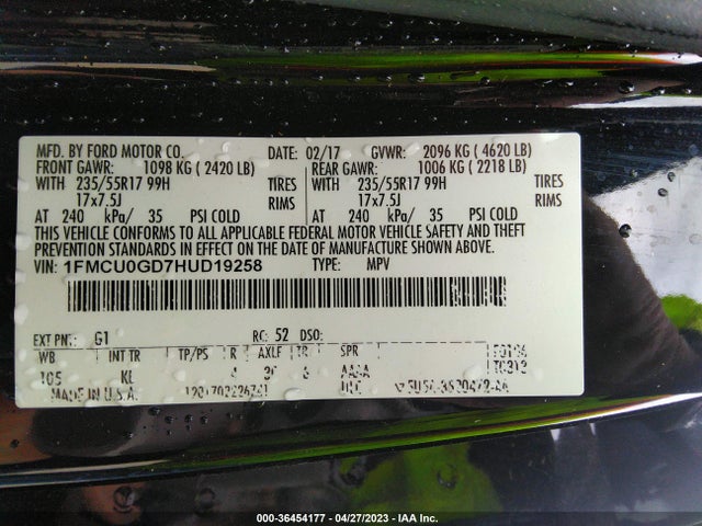 Ford ESCAPE SE 2017 1FMCU0GD7HUD19258 Image 9