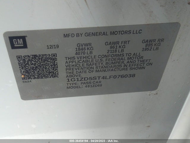 Chevrolet MALIBU LT 2020 1G1ZD5ST4LF076038 Image 9