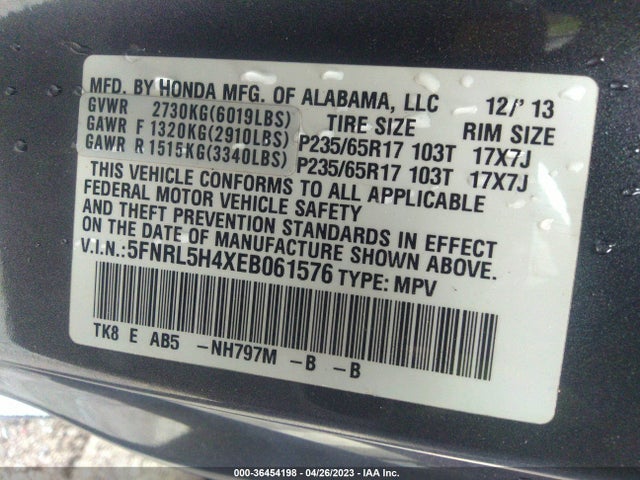 Honda ODYSSEY EX 2014 5FNRL5H4XEB061576 Image 9