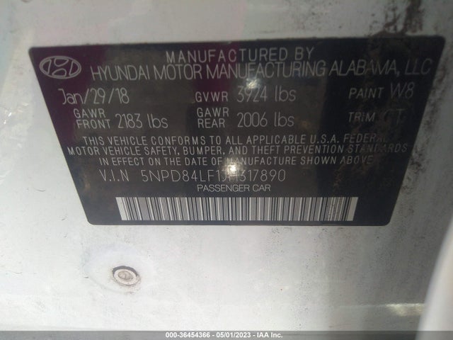 Hyundai Elantra Value Edition 2018 5NPD84LF1JH317890 Image 9