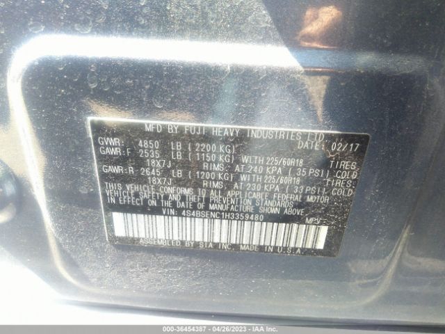 4S4BSENC1H3359480 Subaru Outback Limited