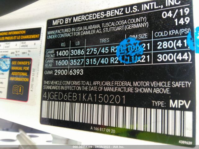 4JGED6EB1KA150201 Mercedes-Benz Gle Amg Gle 43