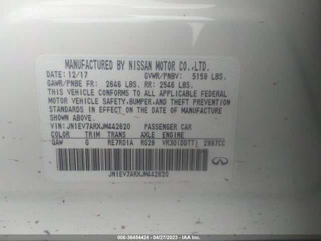 JN1EV7ARXJM442620 Infiniti Q50 3.0t Luxe