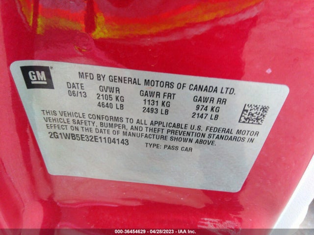 Chevrolet Impala Limited Lt 2014 2G1WB5E32E1104143 Image 11