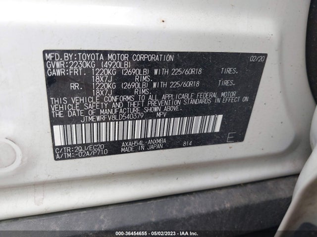 2020 TOYOTA RAV4 HYBRID XSE VIN: JTMEWRFV8LD540379