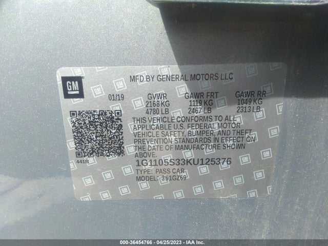 Chevrolet Impala Premier 2019 1G1105S33KU125376 Image 10