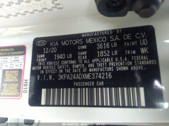3KPA24ADXME374216 KIA RIO S