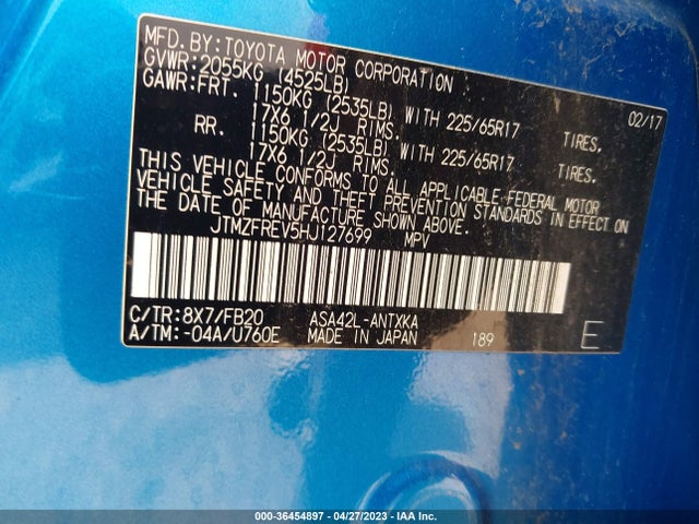 Toyota RAV4 LE 2017 JTMZFREV5HJ127699 Image 9