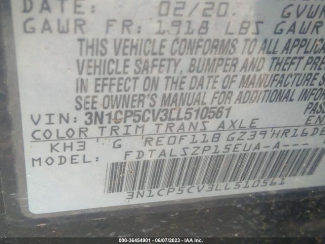 3N1CP5CV3LL510561 Nissan KICKS SV