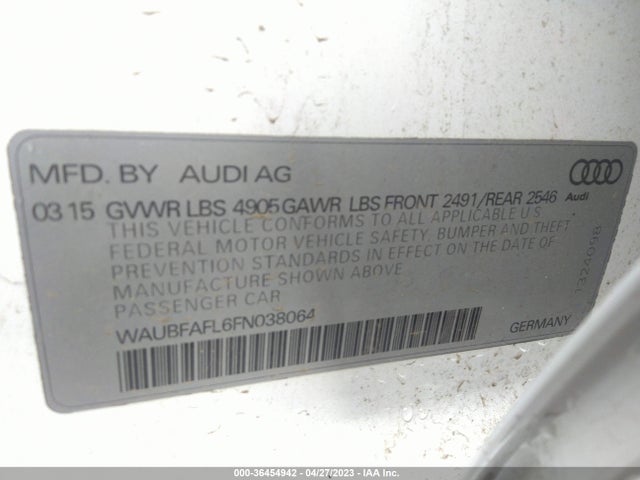 WAUBFAFL6FN038064 Audi A4 PREMIUM