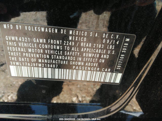 3VWL17AJ9FM219407 Volkswagen Jetta Sedan 1.8t Sel