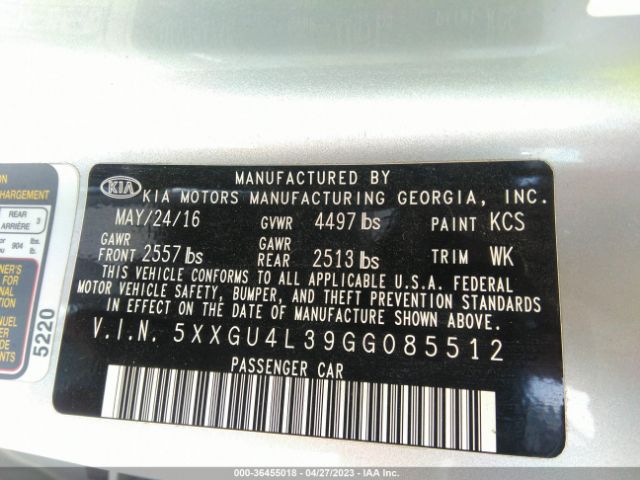 5XXGU4L39GG085512 KIA OPTIMA EX