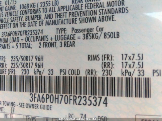 3FA6P0H70FR235374 Ford FUSION SE