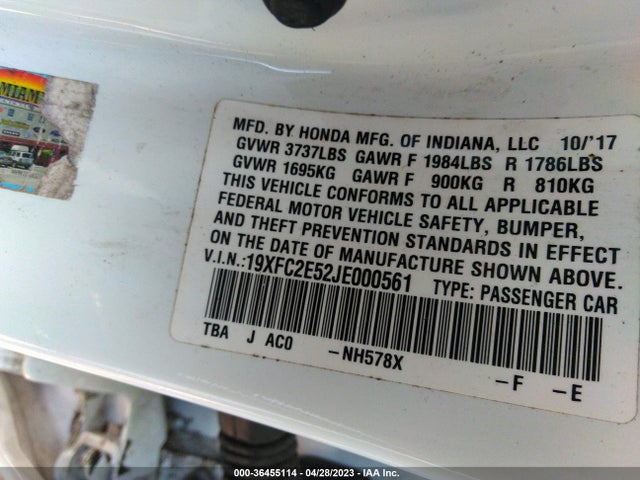 Honda Civic Sedan Lx 2018 19XFC2E52JE000561 Image 9