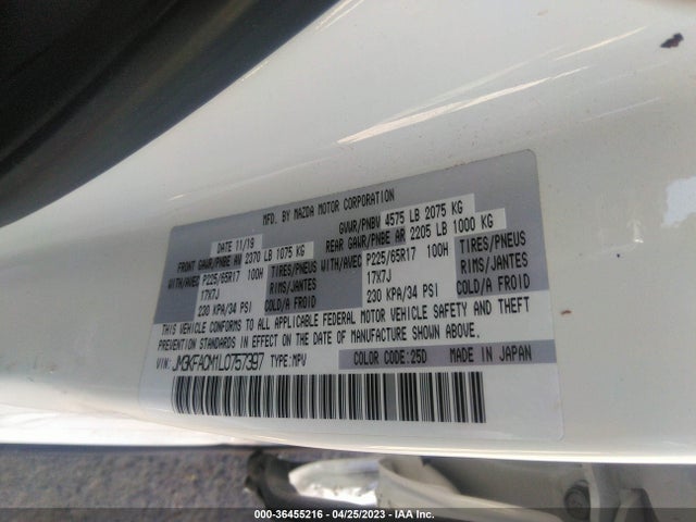 2020 MAZDA CX-5 TOURING VIN: JM3KFACM1L0757397