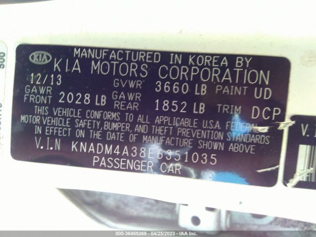 KNADM4A38E6351035 KIA RIO LX